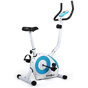 KLAR FIT Klarfit Mobi FX 250 - Cyclette, Display LCD per Allenamento, Cyclette da Camera con Cardiofrequenzimetro Integrato con Sensore Palmare, 8 Livelli di Resistenza Regolabili, Bianco/Turchese