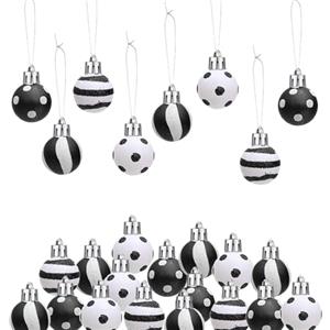 HERZONE Confezione da 24 palline natalizie nere con glitter per albero di Natale, pendenti natalizi da 3 cm per decorazione natalizia (Palline natalizie nere)