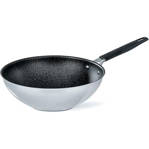 Barazzoni Saltapasta Wok ø28cm, Acciaio Inox 18/10 con rivestimento antiaderente,Capacità 3.70lt, adatto anche per Induzione, Made in Italy