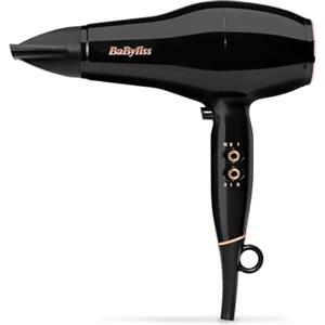 BaByliss D5245E Asciugacapelli Pro Power da 2300W, Motore AC Professionale, Flusso d'aria potente e veloce, Super funzione ionica anti-crespo, Leggero