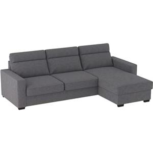 ALFASOFA Divano Edimburgo con Chaise Longue Penisola Contenitore e letto estraibile 235x83x90 cm (LxPxH) (Tessuto 12 - Colore 18 (Grey))