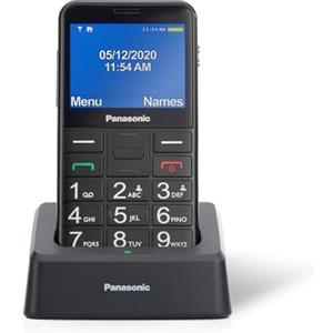 Panasonic KX-TU155EXBN Cellulare per Anziani, Pulsante SOS, Pulsanti Grandi, Compatibile Apparecchi Acustici, Bluetooth, Radio FM, Fotocamera, Base di Ricarica, Nero