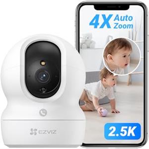 EZVIZ Telecamera Wi-Fi Interno 2K, Videocamera Sorveglianza 4MP per animali e bambini, Motorizzata a 360°, Audio a due vie, Funziona Alexa, Avvisi movimento, Visione notturna, Modello CP1
