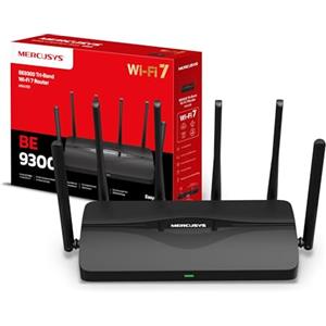 MERCUSYS TP-Link MR47BE Router WiFi 7 tri-band BE9300, 320 MHz, 4K-QAM, MLO, 4 Porte da 2,5 Gbps, Banda da 6 GHz, Beamforming, EasyMesh, 6 Antenne ad Alto Guadagno, Configurazione Semplice