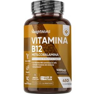 WeightWorld Vitamina B12 Metilcobalamina 1000mcg, 450 Micro Compresse da 6mm, 14+ Mesi | 1 Sola al Giorno, B12 Vitamina Vegana, Facile da Deglutire, Methylcobalamin, Priva di Magnesio Stearato e Glutine