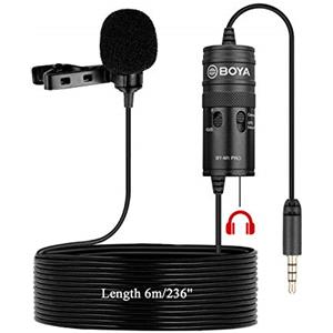 BOYA Microfono Lavalier di Boya Monitor per il podcast di iPhone Canon, microfono condensatore onnidirezionale da 19 piedi per Nikon Sony iPhone 10 8 8 Plus 7 6 DSLR CAMPOTURE DI VIDUA