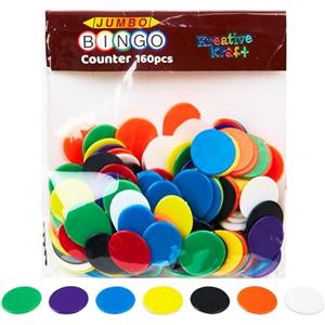 KreativeKraft Pedine Tombola Multi Pacco, 160 Pezzi Colorato 3/4 Pollice Fiches (Multi Chip)