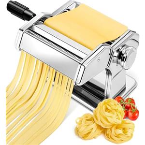Generico Macchina Per La Pasta Manuale In Acciaio Inox 9 Regolazioni Pasta Fresca Spaghetti Lasagne Tagliolini Fettuccine Manovella E Base Antiscivolo Manuale Di Istruzioni E Ricettario Con Italiano E Inglese