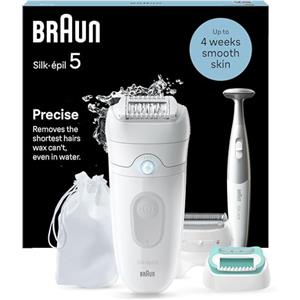 Braun Silk-épil 5 Depilatore Donna, Epilatore Elettrico Donna Per Una Epilazione Semplice, Wet & Dry, Pelle Liscia a Lungo, Con Testina Per Rasoio Donna, Cappuccio Rifinitore, Cappuccio Prime