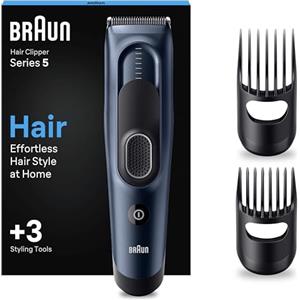 Braun Series 5 TAGLIACAPELLI UOMO, Con 17 Impostazioni Di Lunghezza, Sistema Di Memoria Safetylock, lame Ultra Affilate, 2 Pettini, Batteria Ni-Mh 50 Minuti Di Autonomia, Idea Regalo, HC5350