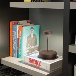 Zafferano Swap Mini Pro - Lampada da Tavolo Ricaricabile e Senza Fili, Controllo Touch, Dimmerabile, 2700 K, Altezza 14,8 cm, Colore Corten