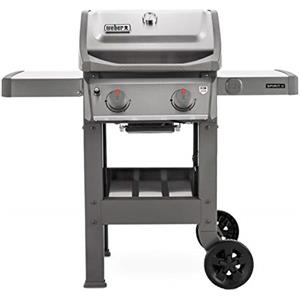 Weber Spirit II E-210 GBS Barbecue a Gas, 2 Bruciatori, Griglia di Cottura 51 x 46 cm, Termometro sul Coperchio, Ripiano Laterale Sinistro Laterali Ripiegabile, 4 Ruote, Nero/Grigio