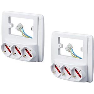 ROSI Multipresa parete EMILIA SMART, Bianco, 3 prese schuko biv., 2 pz