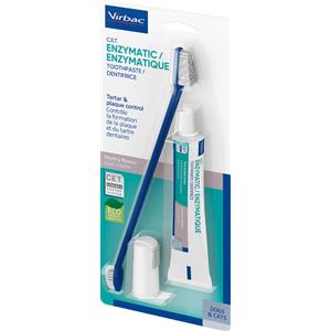 Virbac Kit Dentifricio Enzimatico 70 g con Spazzolino da Denti e Spazzolino da Dito per Cani e Gatti