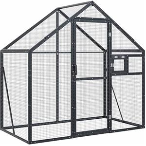 vidaXL Voliera Antracite 179x100x185 cm in Alluminio, Gabbia per Uccelli, Ampia Gabbia per Uccelli, Gabbia per piccioni, Gabbia per pappagalli