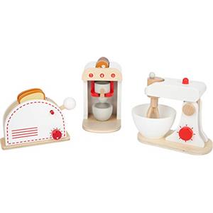 Small Foot Set di Utensili da Cucina in Legno per Bambini - 3 Pezzi con Tostapane, Macchinetta del Caffè e Mixer, dai 3 Anni