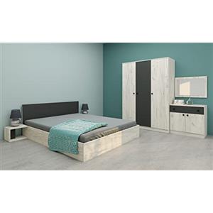 ARREDO DA CASA Camera da Letto Matrimoniale Completa Moderna con 1 Armadio a 3 Ante Battenti 1 Letto Matrimoniale con Comodini e 1 Comò con 2 Ante e 1 Cassetto CDMG1 (Rovere)