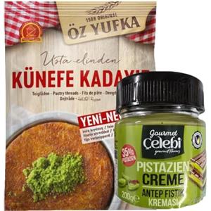 PUFAI Fili di pasta freschi Kataifi Kadayif Shredded Fillo Pasta Pasticceria Kadaifi Fili Taze Kadayif per Cioccolato Dubai, Kunefe Kadaifi 250 gr con Pistacchio Crema 200 grammi