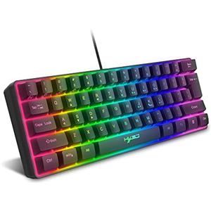 KUIYN mini tastiera meccanica USB da gioco, cablata al 60%, 61 tasti con 11 retroilluminazione RGB Chroma, copritasti flottante in ABS, anti-ghosting, da ufficio