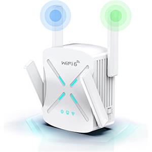 PHAVN Ripetitore WiFi, 1800Mbps WiFi 6 Ripetitore WiFi Potente Dual Band 5GHz & 2.4GHz Supporta Più Modalità, con Porta Gigabit Ethernet, WPS, 4 Antenne