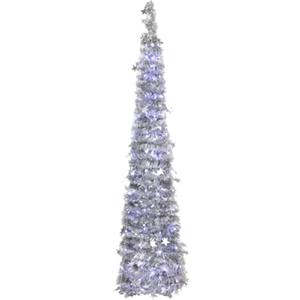Totò Piccinni Albero di Natale POP UP slim artificiale con apertura semplice e veloce salvaspazio (Silver (Luce Fredda), 150 Cm (90 Led))