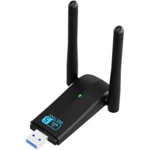 Vinmooog USB Wifi Antenna wifi Ricevitore Wifi, 3.0 Scheda Wifi, Adattatore WiFi USB 5dBi 1300M Dual Band / 2.4G/5G 802.11ac, Nero,per Windows 7/10/11