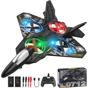 Henakmsl Aereo Telecomandato RC 2.4 Ghz L0712 Hovering Fighter, Aeroplano Con 2 Batterie, Radiocomandato RTF per Bambini/Adulti/Principianti - Grigio