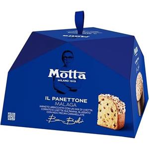 Zeus Party Motta Il Panettone Malaga di Bruno Barbieri con Mix di Uvetta Corinto e Sultanina, Glassato con Noci Pecan Caramellate 750g