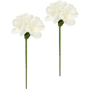 Flair Flower Amaryllis - Set di 2 fiori artificiali in seta, per ghirlande dell'Avvento, ghirlande, ramo, decorazione da tavolo, fiori invernali, decorazione natalizia, colore bianco