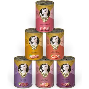 KITTY Cat Paté Mix 3 - Cibo umido per gatti senza cereali, con taurina, olio di salmone e cozze verdi, confezione da 6 x 400 g