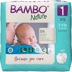 Bambo Nature - Pannolini premium Eco Nappies, taglia 1 (2-4kg)
