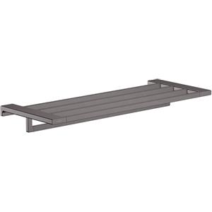 Hansgrohe AddStoris Mensola con Porta Asciugamano - Nero Spazzolato, 630 mm, con Materiale di Fissaggio Incluso
