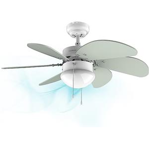 Cecotec Ventilatore da Soffitto con Luce EnergySilence 3600 Vision Mint. 50 W, Diametro 92 cm, Lampada, 3 Velocità, 6 Pale Reversibili, Funzione Estate/Inverno, Interruttore a Catena, Bianco/Menta