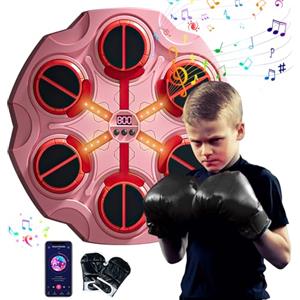 Eznaobo Macchina da boxe musicale, da parete, con guantoni da boxe, 3 velocità e luce LED, Bluetooth Smart Music Boxing Machine, macchina da boxe per bambini e adulti (D)