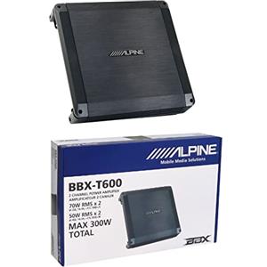 WEB 1 amplificatore 2 canali compatibile con ALPINE BBX-T600 BBXT600 classe ab 2 x 70 watt rms a 2 ohm 300 watt max con bass eq, stabile a 2 ohm auto, 1 pezzo