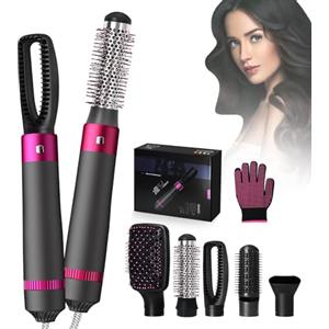 LuLuanping 5 in 1 Spazzola Asciugacapelli & Air Styler ad Alta Velocità Asciugatura Rapida, Spazzola Modellante ad Aria per Capelli Ricci, Volumizzante, Lisciante, Arricciatura Automatica (Purple)