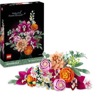 LEGO Botanicals Bouquet di Fiori Rosa - Piante Finte Artificiali per Decorazioni Casa con Margherite, Fiordalisi e Sambuco, Kit Modellismo Adulti dalla Collezione Botanica, Regalo Donna, Uomo - 10342