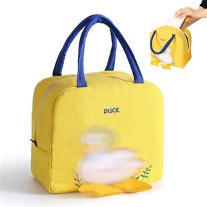 KASESSS Borsa Termica Porta Pranzo, Portatile Borsa Porta Pranzo, Riutilizzabile Borsa Frigo Piccola Pranzo Ufficio, Carino Borsa Pranzo Giallo Paperelle, Lunch Bag per Lavoro, Viaggi, Picnic