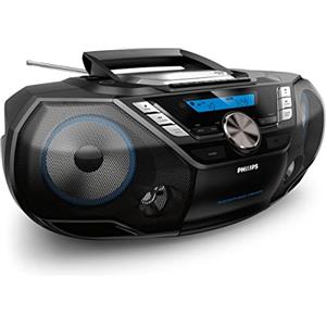 PHILIPS AZB798T/12 CD Sound Machine: Lettore CD e cassette portatile con DAB e FM, Bluetooth, CD, MP3-CD, USB Host, Dynamic Bass, Bass Reflex, telecomando, timer di spegnimento Nero