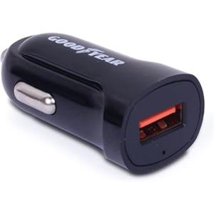 Goodyear Caricatore 1 USB Q.C. 3.0, PD18W, Ricarica Veloce, 1 Porta USB per Presa Accendisigari Auto, 5V/3A 9V/2A 12V/1.5A
