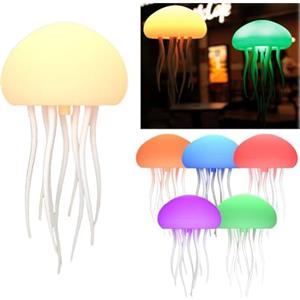RuiDay Lampada da Tavolo Senza Fili Meduse, Abat Jour da Comodino Jellyfish, Lampada Lava Medusa con Gradiente RGB, Controllo Vocale,Interruttore Touch Ricaricabile (Può Essere Appeso)