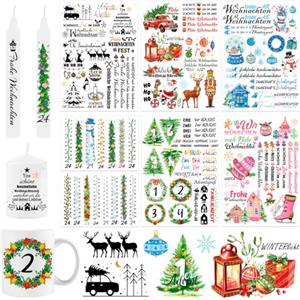 HOWAF 6 Tatuaggi per Candele di Natale, Tatuaggi per Candele di Natale per Calendario dell'Avvento, Pellicole per Candele di Natale, Adesivi per Candele di Natale, Frasi da Regalare