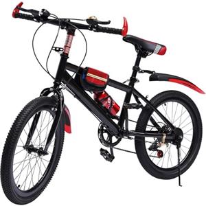 DaiJiubu Bicicletta da bambina per bambini da 2 a 13 anni, con asta per bicicletta, con cavalletto laterale, per mountain bike, da corsa, da 6 marce, colore rosso