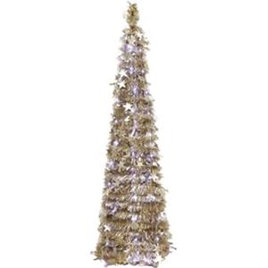 Totò Piccinni Albero di Natale POP UP slim artificiale con apertura semplice e veloce salvaspazio (Oro (Luce Fredda), 120 Cm (60 Led))