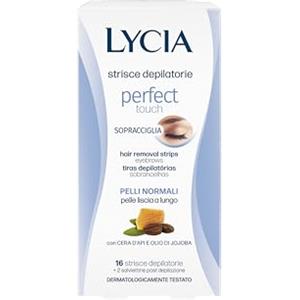 Lycia - Strisce Depilatorie Sopracciglia, Perfect Touch, Con cera d'api e olio di jojoba, Formula in GEL pronte all'uso, 16 Strisce