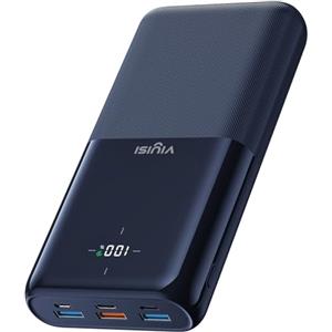 VIYISI Power Bank 30000mAh caricatore portatile a ricarica rapida 20W PD, batteria esterna USB C con display LED, 4 uscite e 3 ingressi compatibili con iPhone/Samsung/Xiaomi/Huawei/iPad/Tablet - Blu
