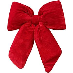 Magie di Natale Fiocco in velluto imbottito decorazione natalizia per albero e ghirlanda dietro porta (Small, Rosso)