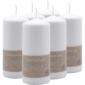 seit 1744 müller KERZEN Müller Kerzen PRO NATURE Candele Bianche - Set di 6 Candele Steariche - 6,8 x 15 cm - Durata 32 Ore - Cera Naturale Senza Paraffina e Olio di Palma - Non Profumate - Qualità RAL