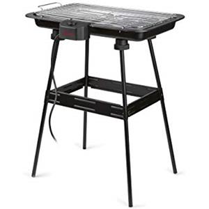 Girmi BQ2100 Barbecue con Stand, 2200 W, Grande Piano di Cottura 51 x 30 cm, Resistenza Inox, 51 x 30 cm, Nero