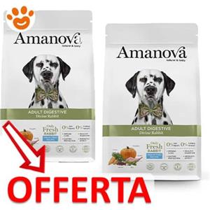 Amanova Dog Adult Digestive Divine Rabbit - Offerta [PREZZO A CONFEZIONE] Quantità Minima 2, Sacco Da 10 Kg